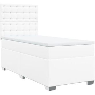 vidaXL Vidaxl - Cama Box Spring Con Colch&oacute;n Cuero Sint&eacute;tico Blanco 90x190 Cm