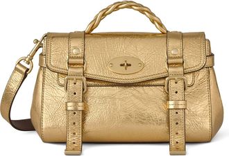 Mulberry Mini Alexa Metallic Leather Satchel in Somerset Gold at Nordstrom