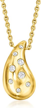 Ross-Simons Diamond Puffy Teardrop Necklace in 18kt Gold Over Sterling
