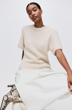 H&M Boucl&eacute;-knit T-shirt in Cream at Nordstrom, Size Xx-Large
