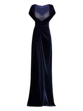 Gemy Maalouf Abito drappeggiato con perline - Blu