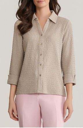 Kasper Ridge Knit Button-Up Shirt in Summer Straw at Nordstrom, Size X-Large P