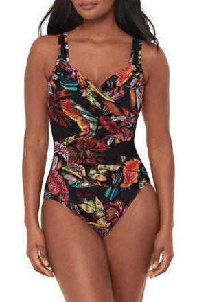 Miraclesuit Pluma Orla Madero One-Piece Swimsuit in Black Multi at Nordstrom, Size 16