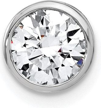 Diamond2Deal 14k White Gold 1 Ct Round Lab Grown Diamond Chain Slide Pendant