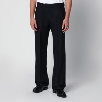 Lardini Pantalone con pinces blu motivo gessato