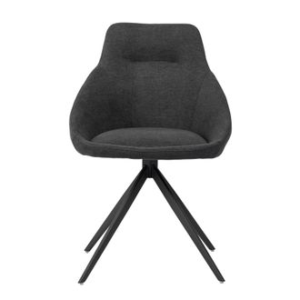 Koketto Home Silla de comedor giratoria con patas negras y tapizado gris oscuro