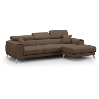 Divani.Store Divani.store - Fusion Sof&aacute; Esquinero Con Asientos Desmontables En Tela Suave Antimanchas 260 Cm Derecho Marr&oacute;n