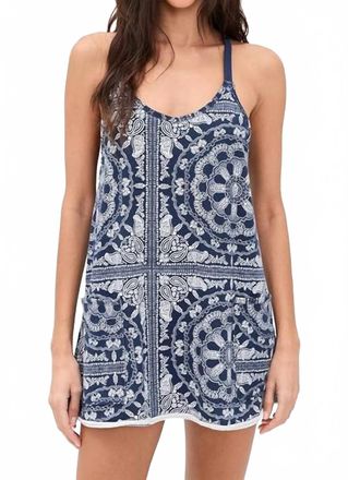 Free People Movement Printed Hot Shot Mini Dress In Bandana Blue