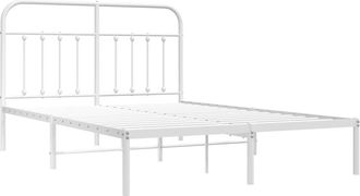 vidaXL Estructura Cama Sin Colch&oacute;n Con Cabecero Metal Blanco 150x200cm Vidaxl