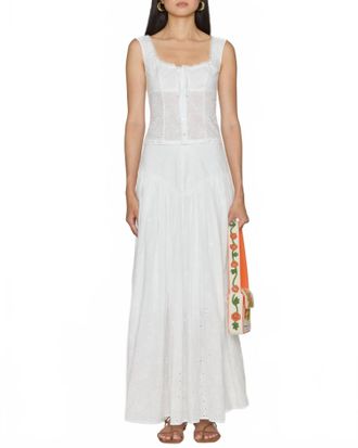 Staud Lou Lace Sleeveless Top In White Eyelet