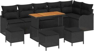 vidaXL Garden Sofa Set with Cushion with Storage 10 pcs Black vidaXL