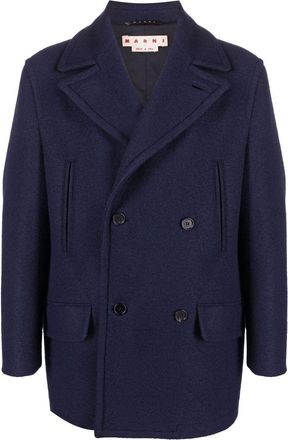 Marni double-breasted wool coat - men - Polyamide/Virgin Wool/Cotton - 46 - Blue