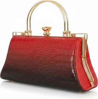 Generic Elegant Evening Clutch Purse, Red Crocodile Pattern with Gold Hardware, Luxury Party Handbag for Special Occasions (red)