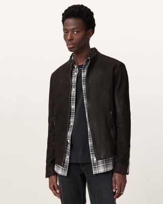AllSaints Mens Sheep Leather Cora Suede Jacket, Size: XS