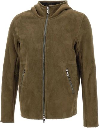 Giorgio Brato Shearling Hooded Jacket - Heren - Leren en Su&egrave;de Jassen - Groen - M - Leer - Jassen