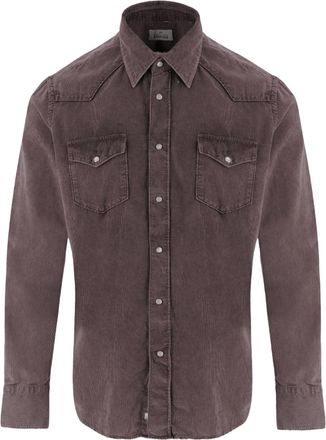 Alessandro Gherardi Brown Ribbed Cotton Pointed Collar Casual Shirt