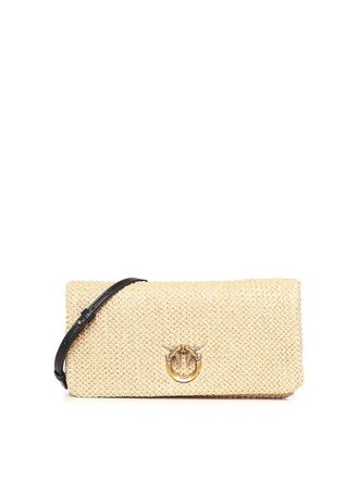 Pinko Love Bag Click Soft Horizontal Raffia Clutch