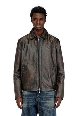 Diesel Coach jacket in treated leather - Leather jackets - Man - Brown