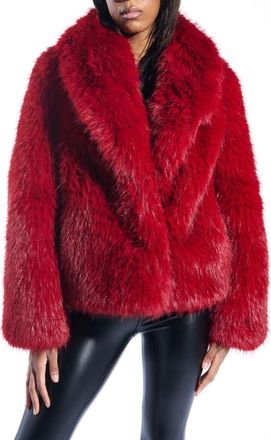 Azalea Wang Simona Faux Fur Coat in Red at Nordstrom, Size X-Large