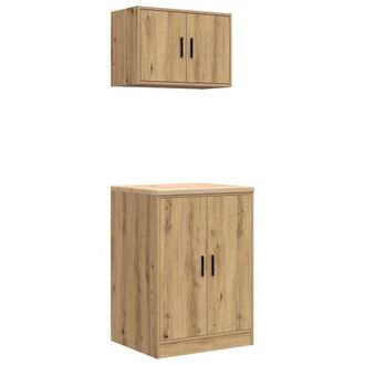Berkfield Home Garage Cabinets 2 pcs Artisan Oak Engineered Wood in Brown