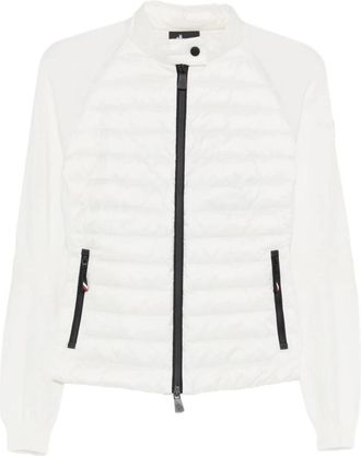 Moncler Logo Motif Cardigan - Heren - Winterjassen - Wit - S - Leer - Jassen