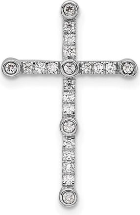 Diamond2Deal 14K White Gold Lab Grown Diamond Cross Chain Slide Pendant (0.2ct, VS, G-H)