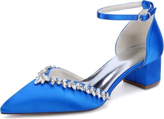 Generic Womens Wedding Party Shoes Bridal Low Heel Formal Prom Pumps Wedding Bridal Shoes 4.5Cm,Royal Blue,10 UK