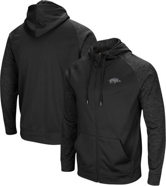 Colosseum Mens Colosseum Black Arkansas Razorbacks Blackout 3.0 Tonal Raglan Full-Zip Hoodie at Nordstrom, Size Xx-Large