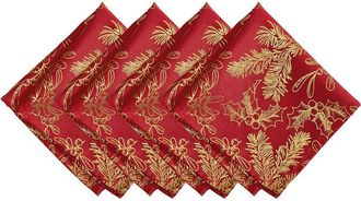 Elrene Set Of 4 Foil Woodland Holiday Fabric Napkins