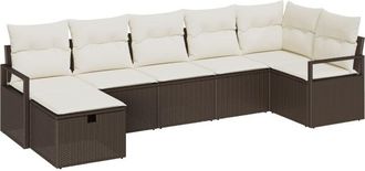 vidaXL Garden Sofa Set with Cushion 7 pcs Brown Poly rattan Vidaxl