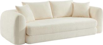 Sweeek Sof&aacute; cama en borreguito texturizado, 3 plazas, blanco roto