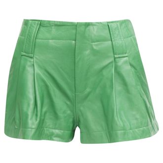 Ganni Ganni Lambskin Leather High Waist Flared Shorts