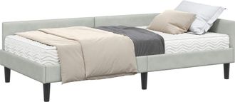 vidaXL Estructura De Cama Esquina Con Colch&oacute;n 2 Uds. Gris Claro Vidaxl