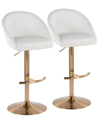 LumiSource Set Of 2 Matisse Highback Contemporary/Glam Adjustable Bar Stools With Footrest