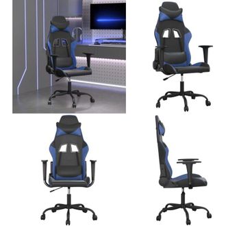 vidaXL Sedia da Gaming Massaggiante Nero e Blu in Similpelle - Massaggiante - Similpelle