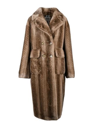 Sword 6.6.44 Beige-Brown Polyester Double-Breasted Coat