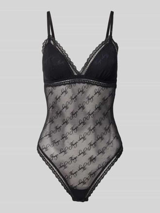 HUGO BOSS Skinny Fit Body mit Allover-Muster Modell LACY BODYSUIT in Black, Gr&ouml;&szlig;e XL