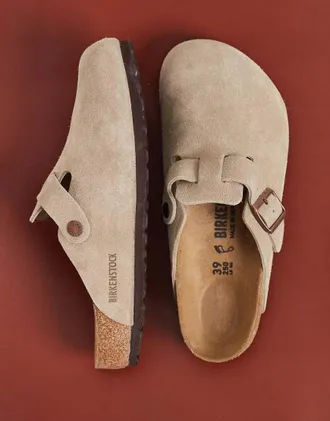 Birkenstock Boston - Zoccoli regular fit in camoscio color tortora-Neutro