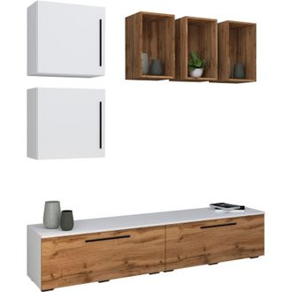 ebuy24 Muebles Tv Vcm Muro Habitable Con Suficiente Espacio De Almacenamiento Muro Montado Dimensiones 200 X An. 190 X P. 40 Cm Muebles Fernseh - Arila L (bl
