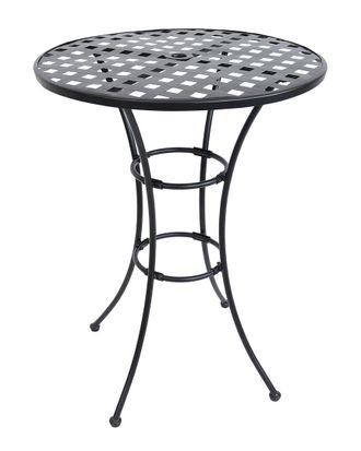 Sunnydaze Elegant Round Black Wrought Iron Bar Table