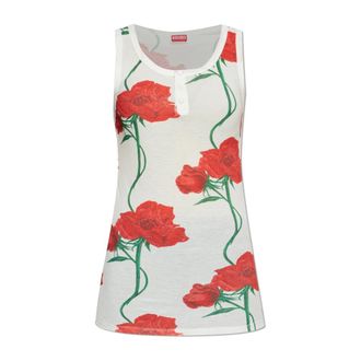 Kenzo Sleeveless Tops, female, White, Size: XS Floral Motif Top