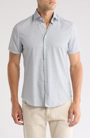 Soul of London Microfiber Short Sleeve Button-Up Shirt in Sage at Nordstrom Rack, Size Xx-Large