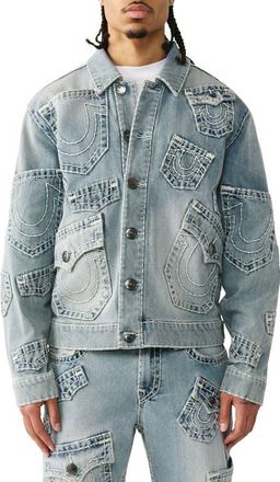 True Religion Super-T Denim Jacket in Grendal Light Wash at Nordstrom, Size Xx-Large