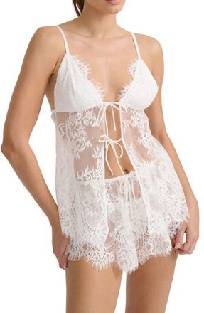 Kat The Label Emerson Lace Tap Shorts in Ivory at Nordstrom, Size Large