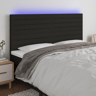 vidaXL Cabecero Con Luces Led Tela Negro 180x5x118/128 Cm Vidaxl
