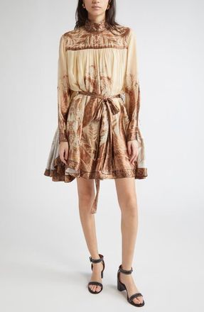 Zimmermann Hypnotic Paisley Print Batwing Sleeve Minidress in Cream Paisley at Nordstrom, Size 3