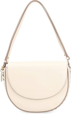 Stella McCartney Tassen, Dames, Beige, ONE Size, Leer, Frayme Medium Flap Schoudertas