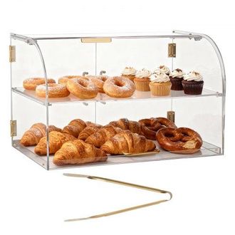 OEM Vitrina De Exhibici&oacute;n De Panader&iacute;a 2 Niveles, Vitrina De Acr&iacute;lica Transparente Para Panader&iacute;a 55,8 X 35,5 X 35,5 Cm, Con Puerta Trasera Y Delantera, E