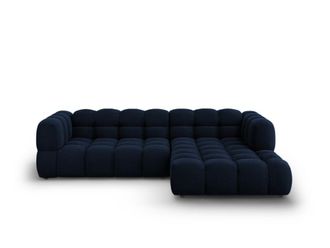 Cosmopolitan Design Sof&aacute; esquinero modular derecho 4 plazas de terciopelo azul regio