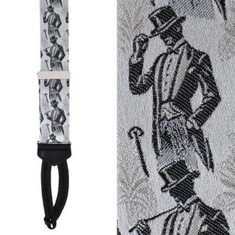 Trafalgar Store Big & Tall Ambrose Dapper Night Silk Formal End Suspenders in Silver And Black at Nordstrom, Size One Size Big